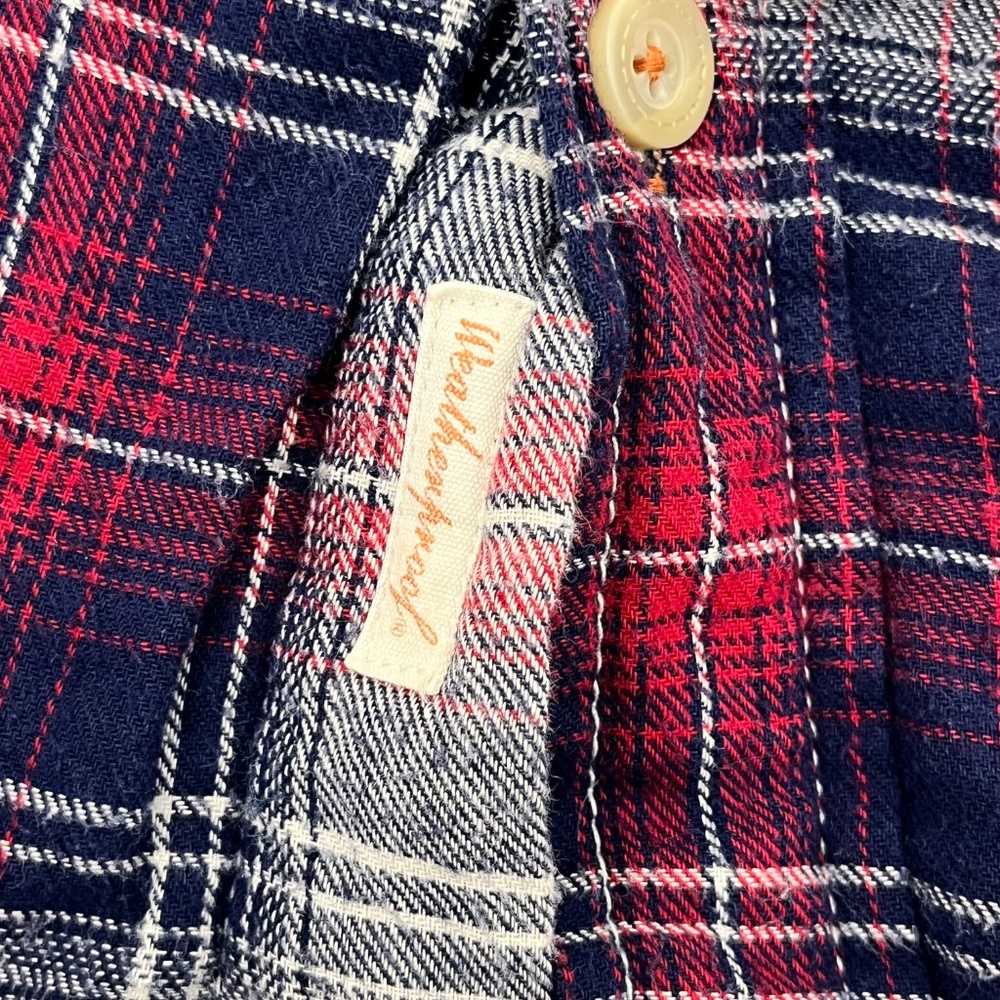 Vintage Weatherproof Mens Size L Button Up Jacket Red Blue Plaid Flannel Pockets - Picture 6 of 11